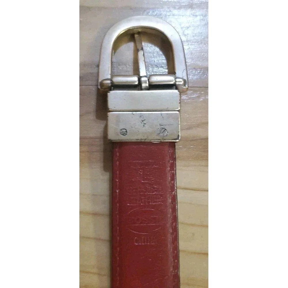 Fossil Reversible‎ Black and Red Stitched Leather Belt Size L 36